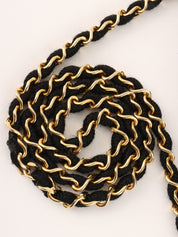 1985-1990 Silk Satin CC Mark Plate Chain Bag in Black