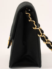 1985-1990 Silk Satin CC Mark Plate Chain Bag in Black