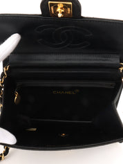 1985～1990年頃製 シルクサテンCCマークプレートチェーンバッグ ブラック