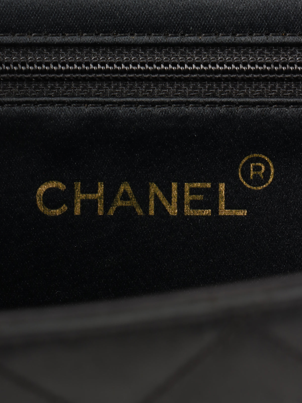 1985-1990 Silk Satin CC Mark Plate Chain Bag in Black