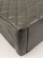2011 Caviar Skin CC Mark Stitch Chain Tote Bag in Metallic Gray