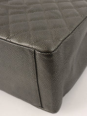 2011 Caviar Skin CC Mark Stitch Chain Tote Bag in Metallic Gray