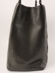 2011 Caviar Skin CC Mark Stitch Chain Tote Bag in Metallic Gray