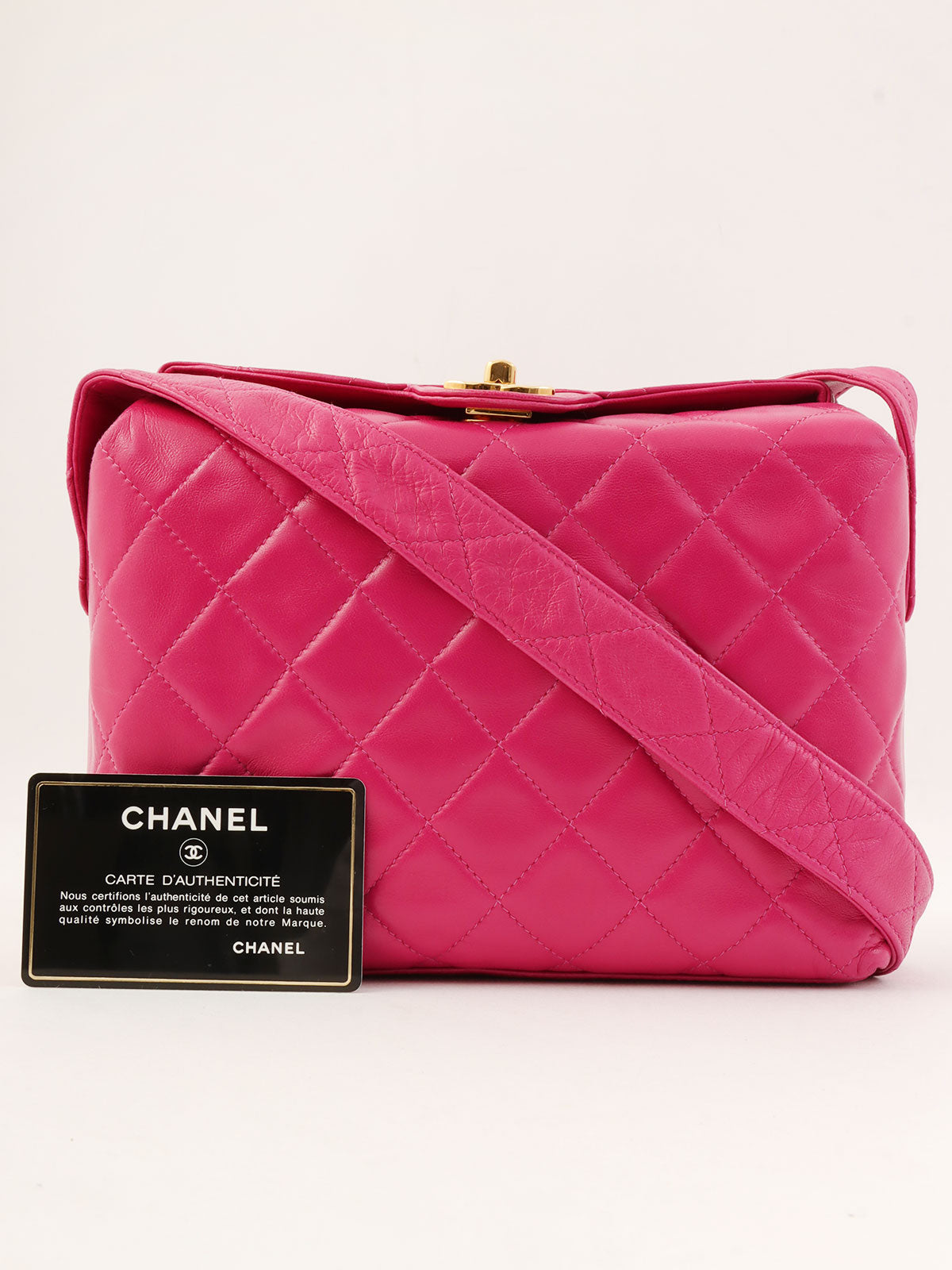 1992 Matelasse Stitch CC Turnlock Shoulder Bag in Fuchsia Pink