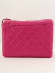 1992 Matelasse Stitch CC Turnlock Shoulder Bag in Fuchsia Pink