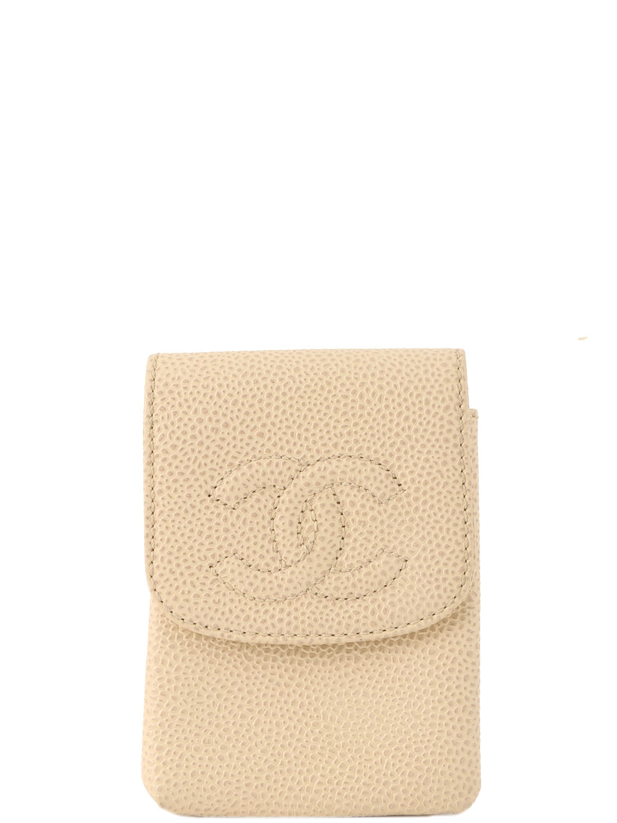 Circa 2000 Caviar Skin CC Mark Stitch Cigarette Case, Ivory