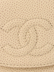 2000年頃製 キャビアスキンCCマークステッチシガレットケース アイボリー