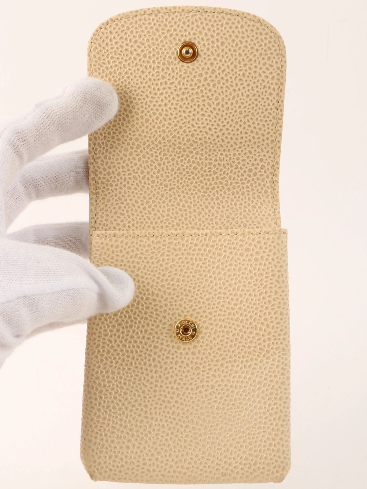 Circa 2000 Caviar Skin CC Mark Stitch Cigarette Case, Ivory