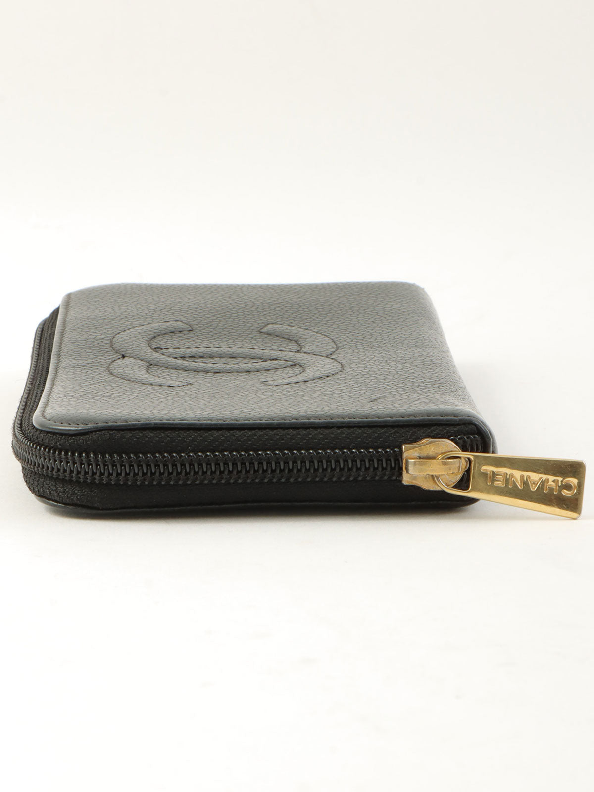 2004年頃製 キャビアスキンCCマークステッチロングウォレット ブラック