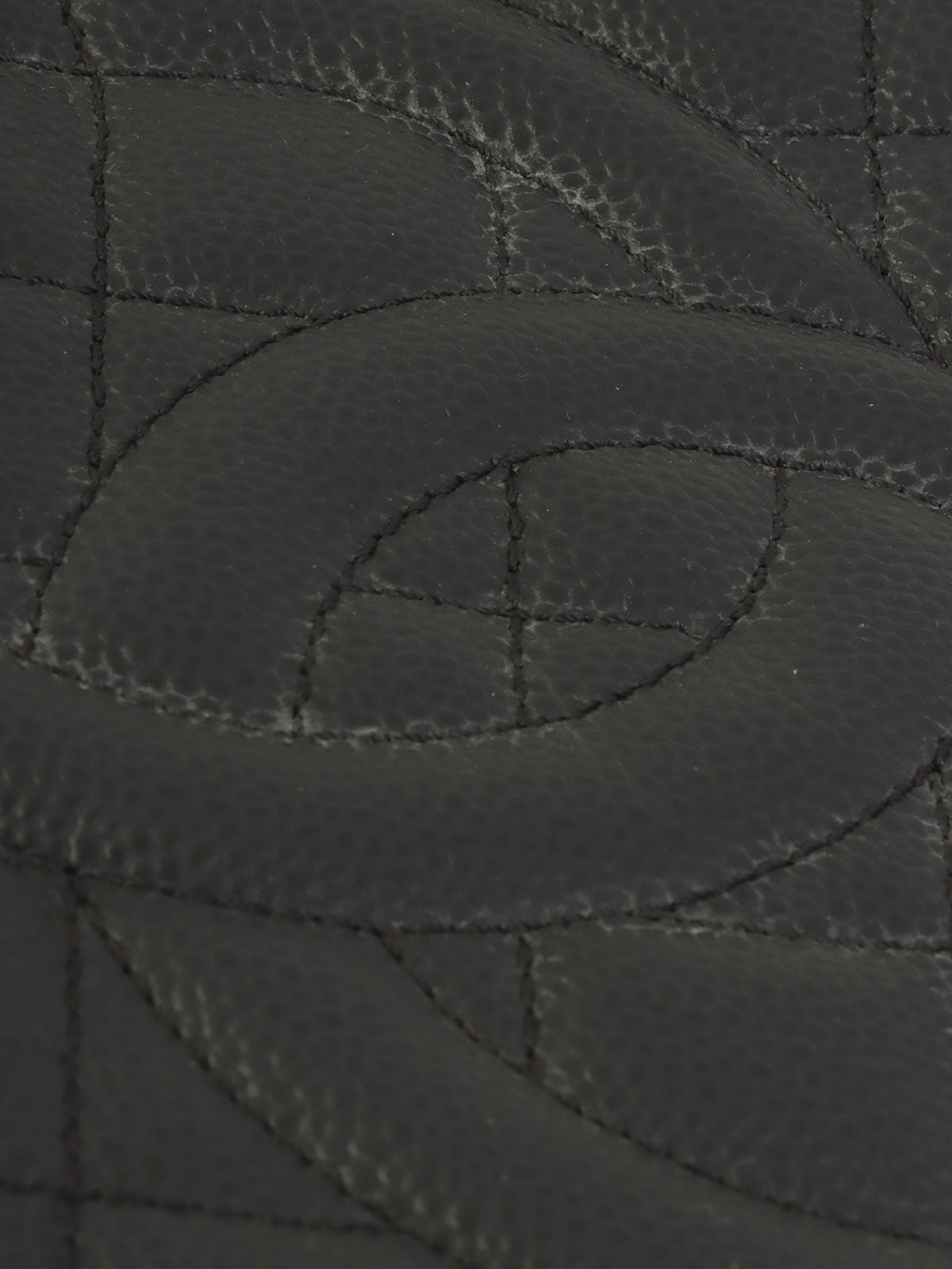 2013 Caviar Skin CC Mark Stitch Chain Tote Bag Black