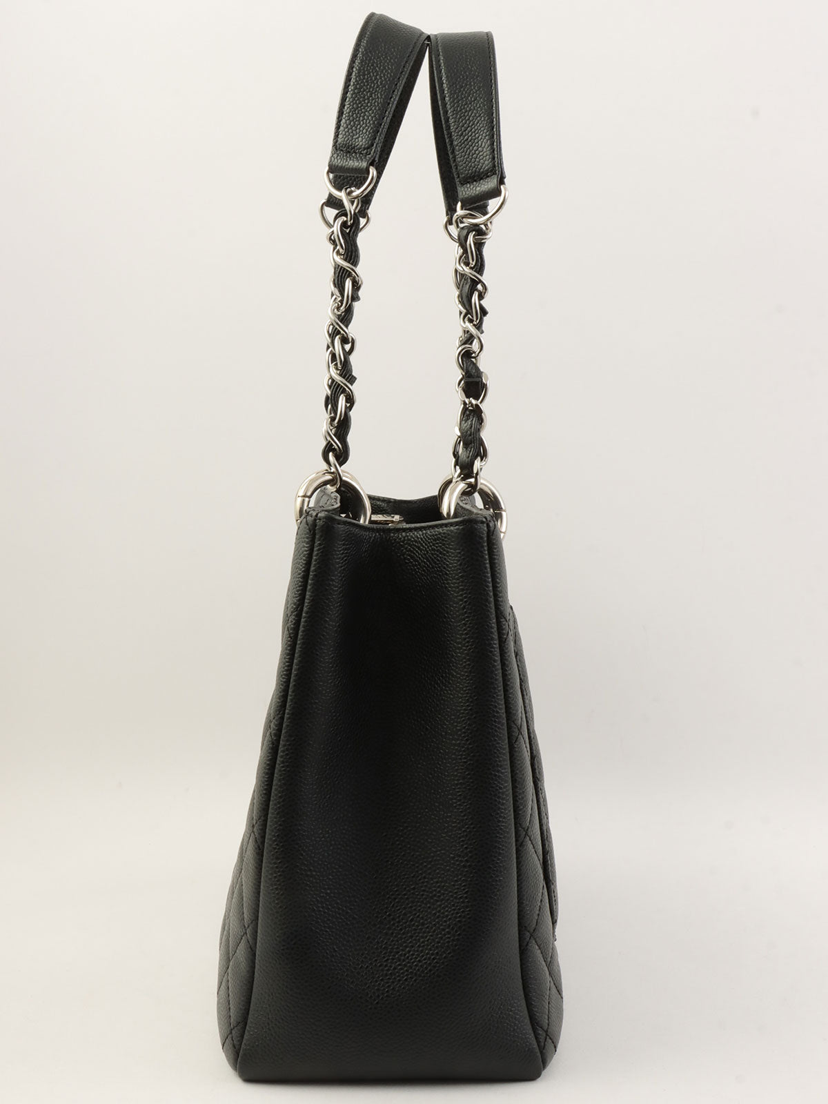2013 Caviar Skin CC Mark Stitch Chain Tote Bag Black
