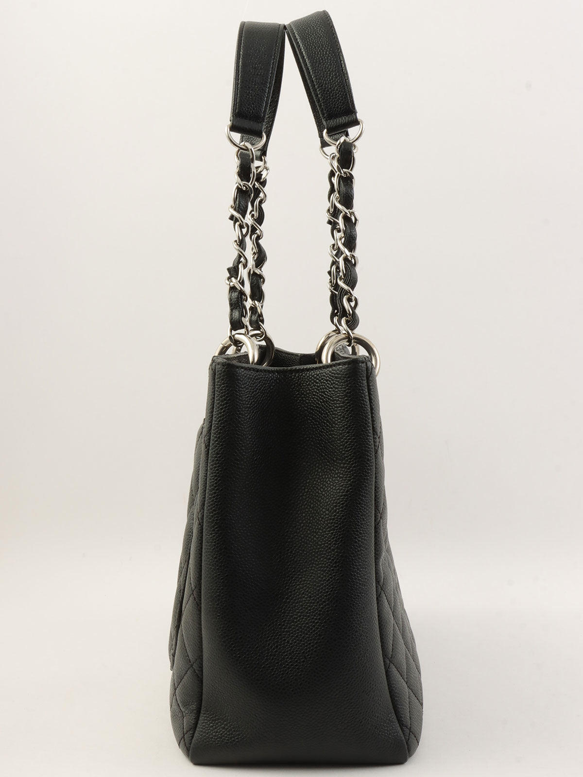 2013 Caviar Skin CC Mark Stitch Chain Tote Bag Black