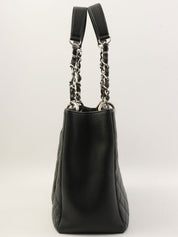 2013 Caviar Skin CC Mark Stitch Chain Tote Bag Black