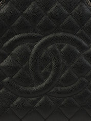 2013 Caviar Skin CC Mark Stitch Chain Tote Bag Black