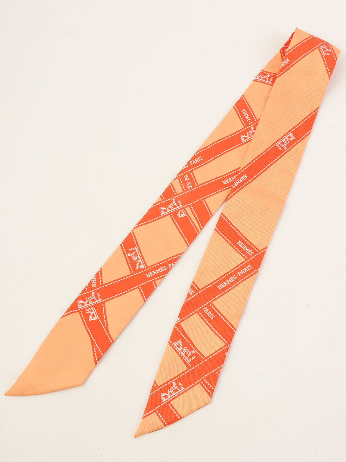 Bolduc Ribbon Pattern Twilly Orange