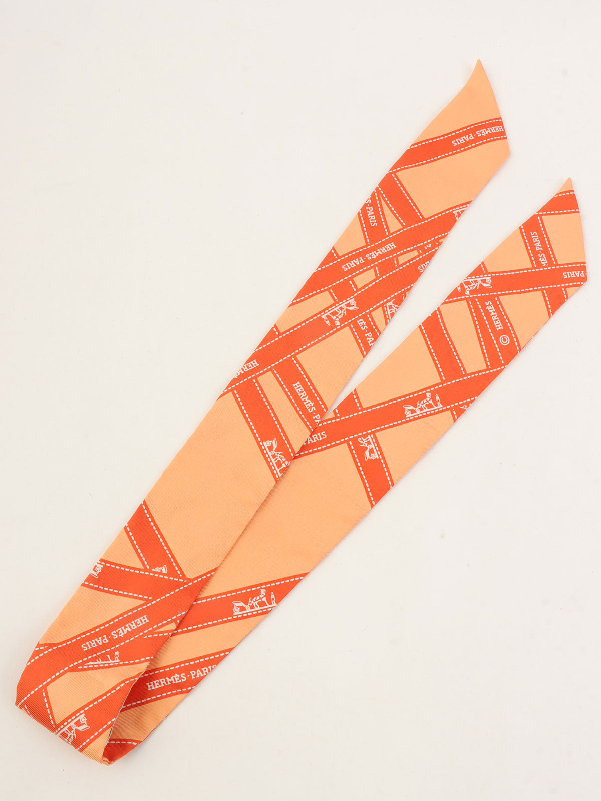 Bolduc Ribbon Pattern Twilly Orange