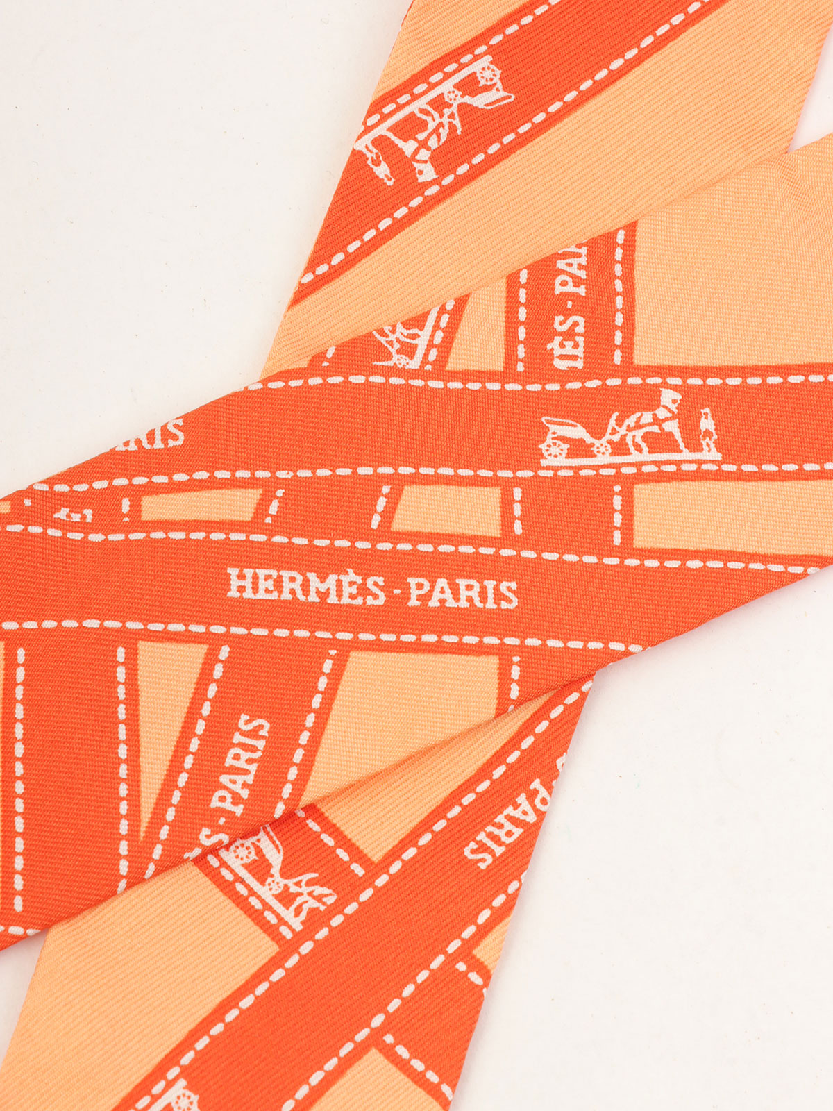 Bolduc Ribbon Pattern Twilly Orange