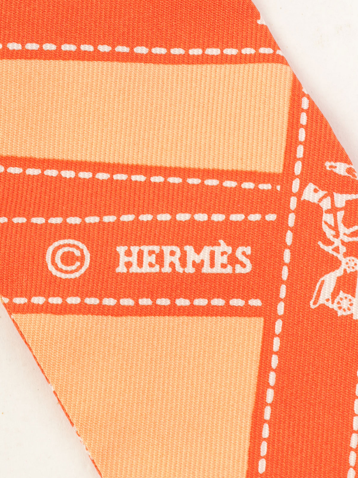 Bolduc Ribbon Pattern Twilly Orange