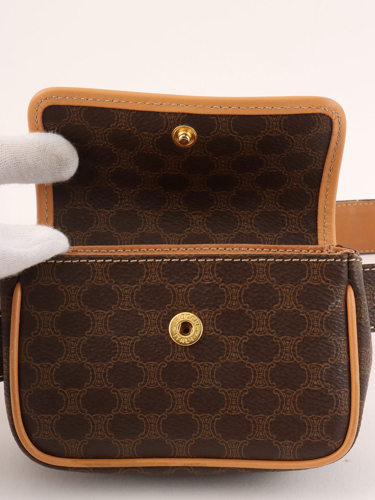 マカダムパターンミニウエストポーチ ブラウン