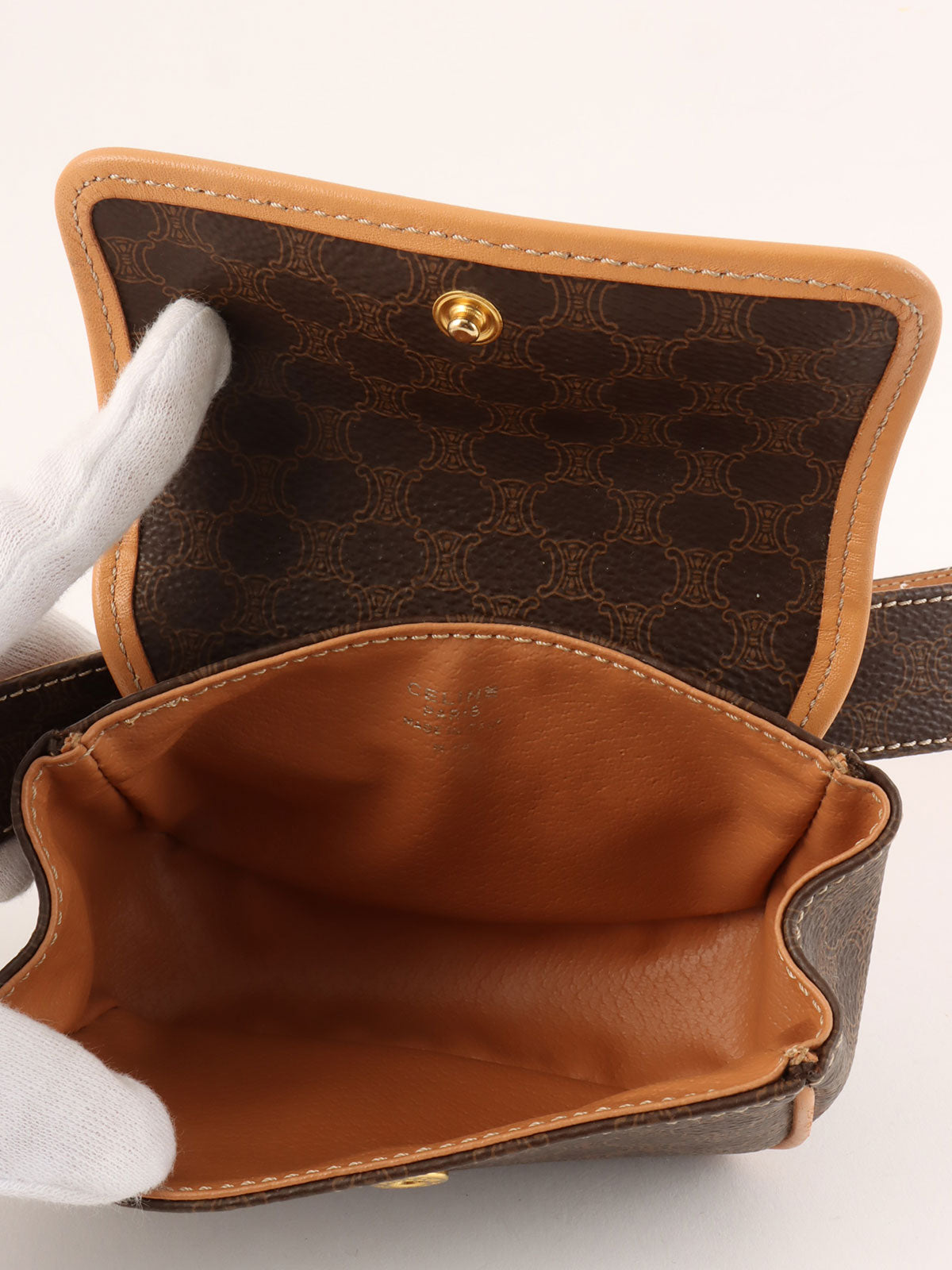 マカダムパターンミニウエストポーチ ブラウン