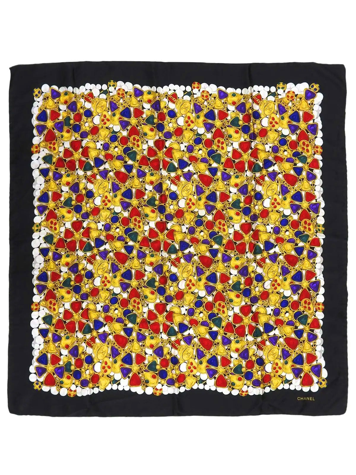 グリポワジュエリーパターンスカーフ ブラック/マルチ