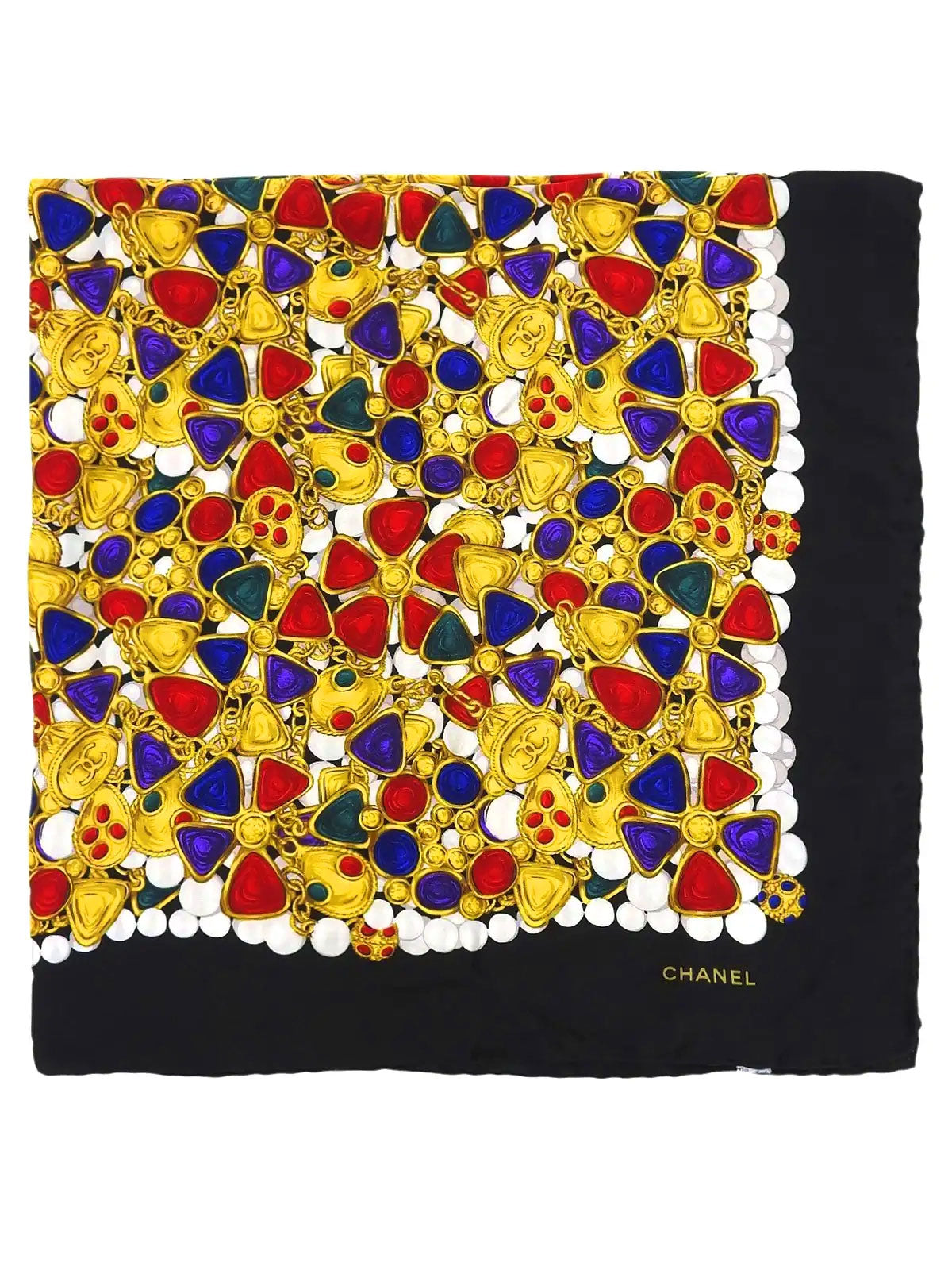 グリポワジュエリーパターンスカーフ ブラック/マルチ