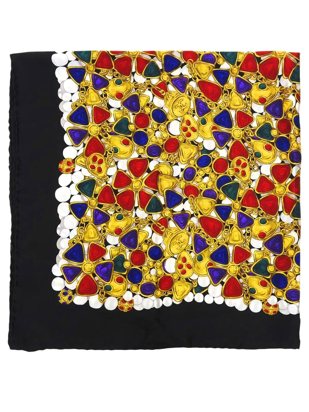 グリポワジュエリーパターンスカーフ ブラック/マルチ