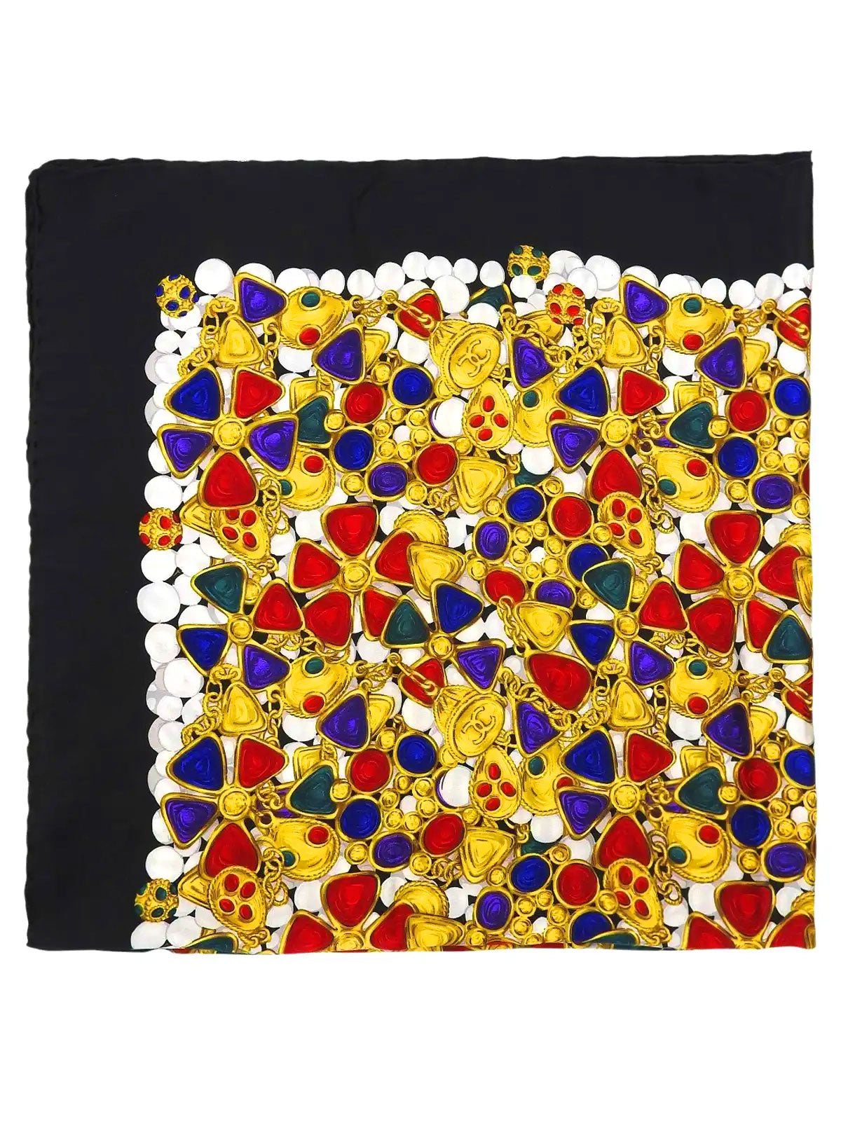 グリポワジュエリーパターンスカーフ ブラック/マルチ