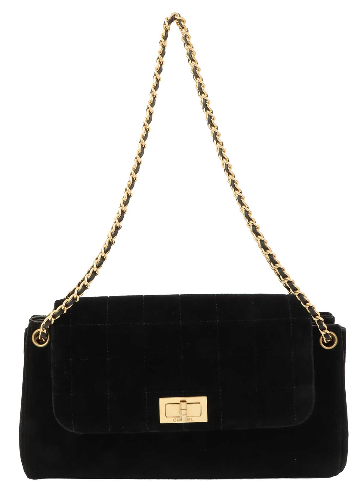 2001 velvet 2.55 chain shoulder bag in black