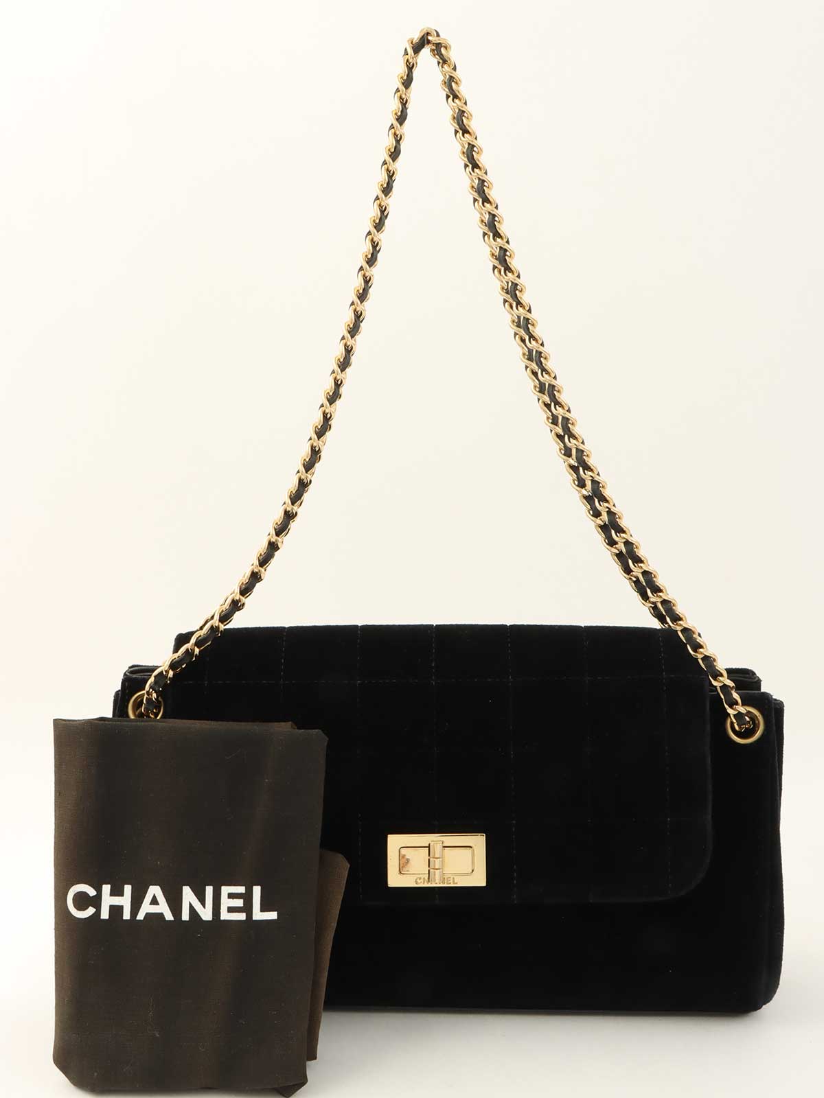 2001 velvet 2.55 chain shoulder bag in black
