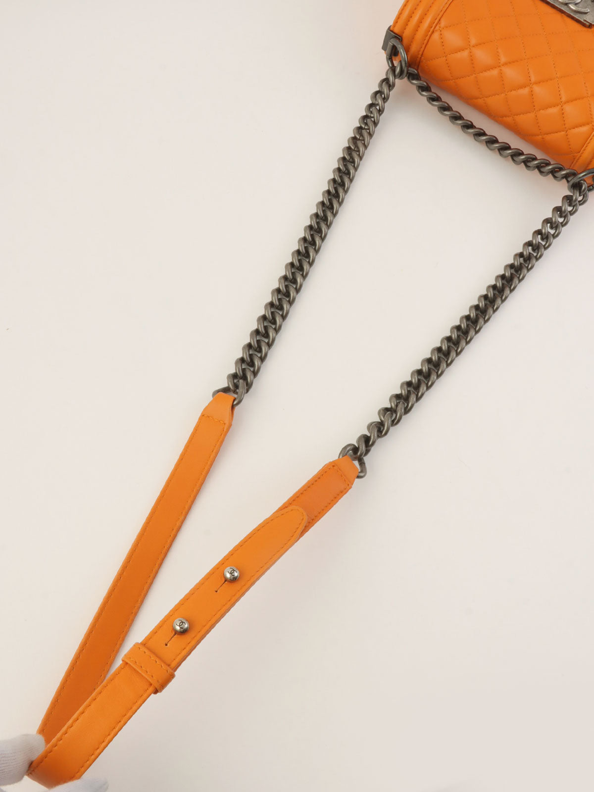 2014 Boy Chanel Chain Shoulder Bag, Orange