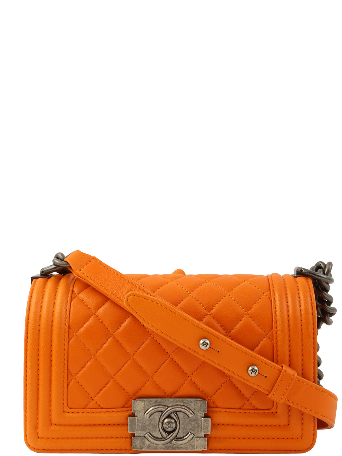2014 Boy Chanel Chain Shoulder Bag, Orange
