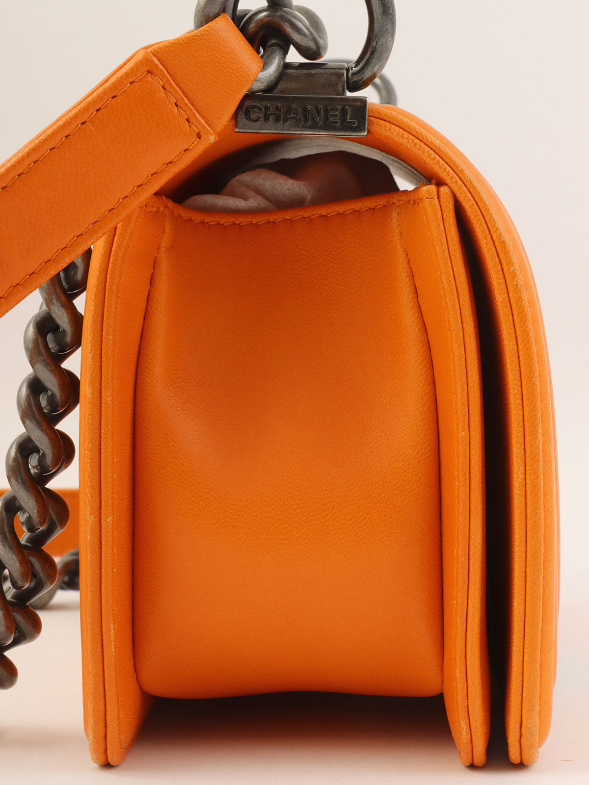 2014 Boy Chanel Chain Shoulder Bag, Orange