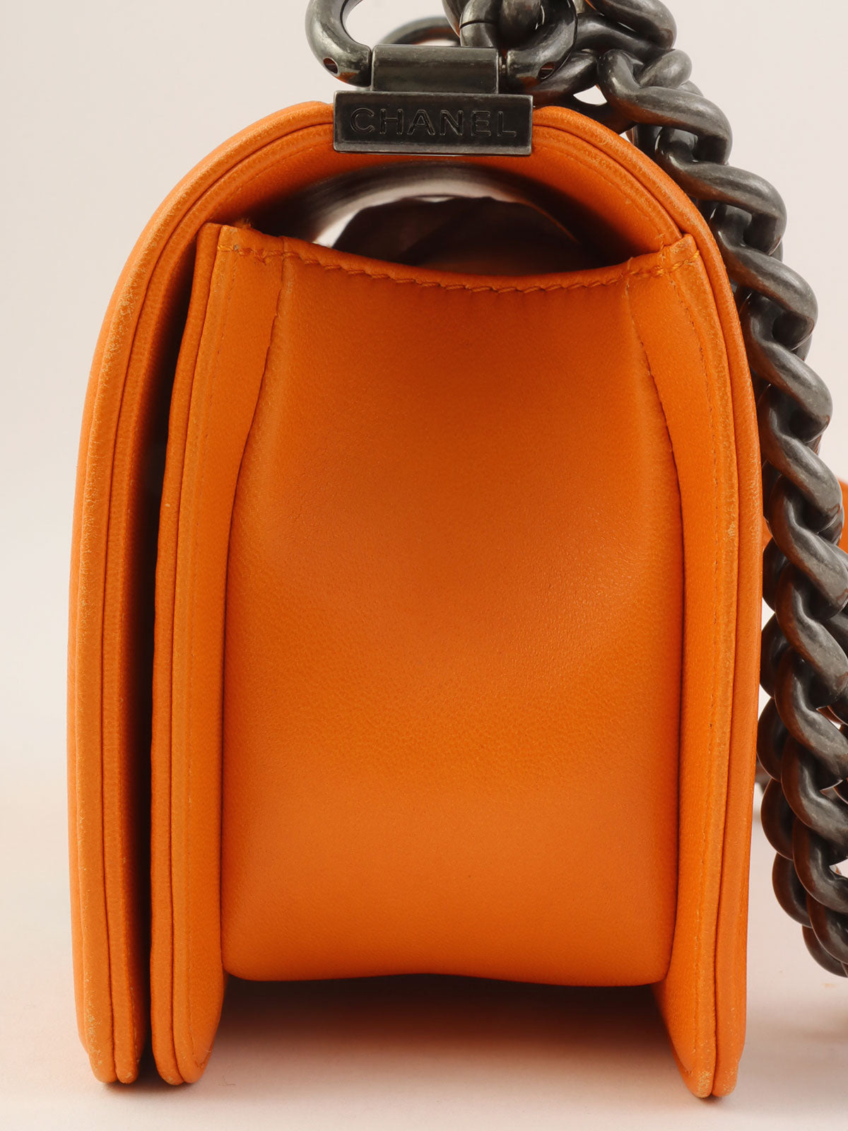 2014 Boy Chanel Chain Shoulder Bag, Orange