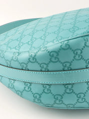 GG Pattern Logo Plate One Shoulder Bag Turquoise Blue