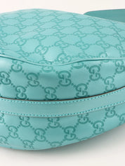 GG Pattern Logo Plate One Shoulder Bag Turquoise Blue