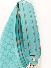 GG Pattern Logo Plate One Shoulder Bag Turquoise Blue
