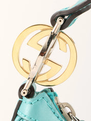 GG Pattern Logo Plate One Shoulder Bag Turquoise Blue