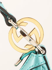 GG Pattern Logo Plate One Shoulder Bag Turquoise Blue