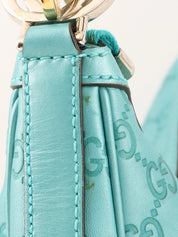 GG Pattern Logo Plate One Shoulder Bag Turquoise Blue