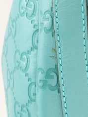 GG Pattern Logo Plate One Shoulder Bag Turquoise Blue