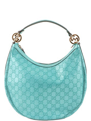 GG Pattern Logo Plate One Shoulder Bag Turquoise Blue