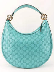 GG Pattern Logo Plate One Shoulder Bag Turquoise Blue