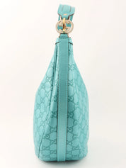 GG Pattern Logo Plate One Shoulder Bag Turquoise Blue