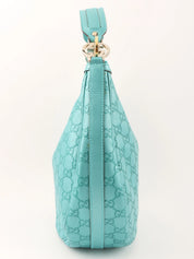 GG Pattern Logo Plate One Shoulder Bag Turquoise Blue