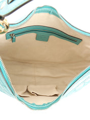 GG Pattern Logo Plate One Shoulder Bag Turquoise Blue