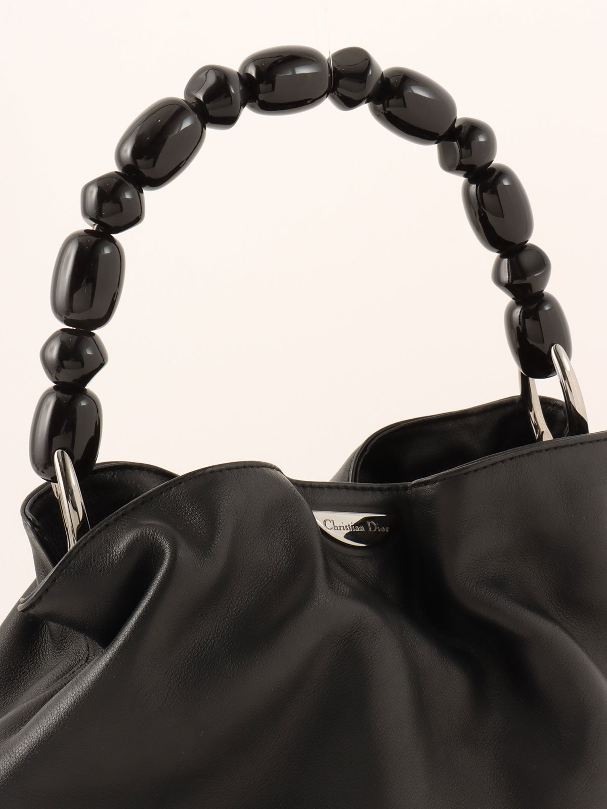 Maris Pearl Logo Plate Top Handle Bag Black