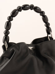 Maris Pearl Logo Plate Top Handle Bag Black