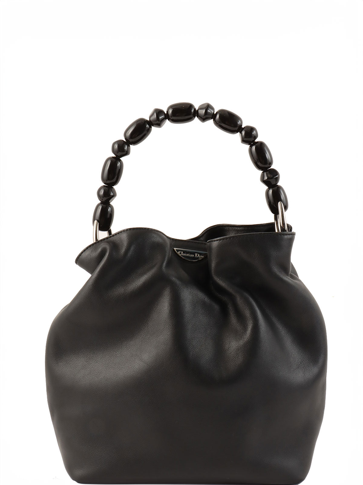 Maris Pearl Logo Plate Top Handle Bag Black