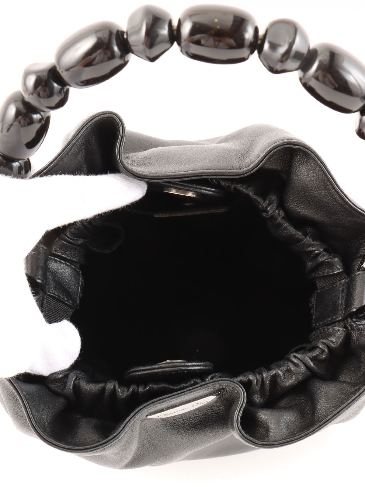 Maris Pearl Logo Plate Top Handle Bag Black